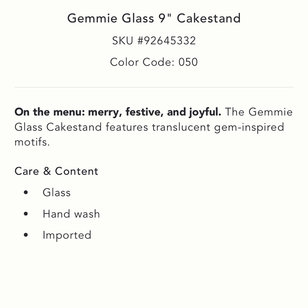 9” Gemmie Glass Cakestand - Picture 4 of 4